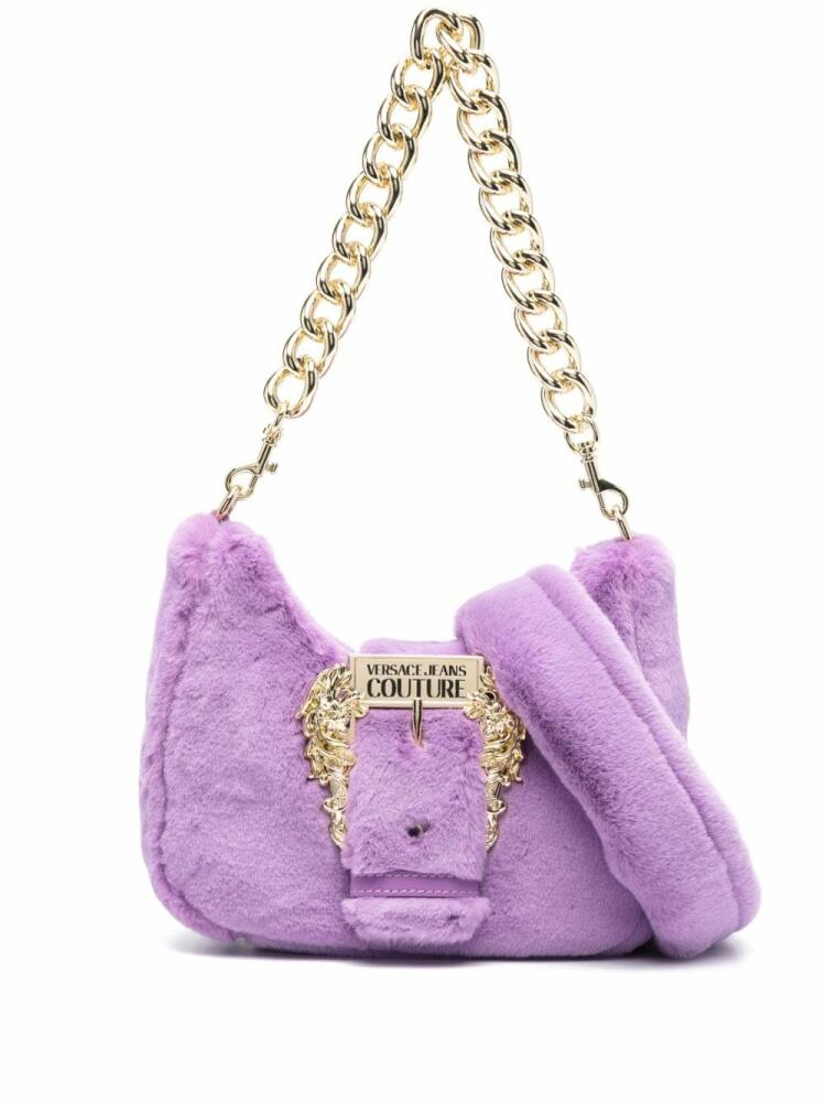 Versace Jeans Couture Baroque-buckle faux-fur shoulder bag - Purple Cover