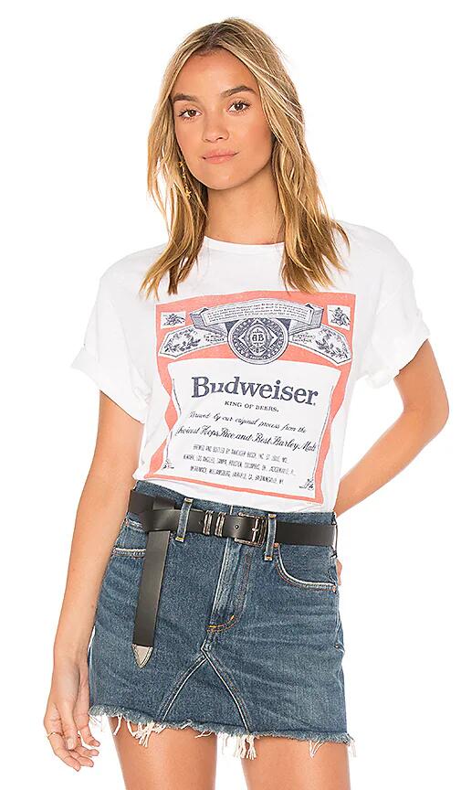 Junk Food Budweiser Label Tee in White Cover