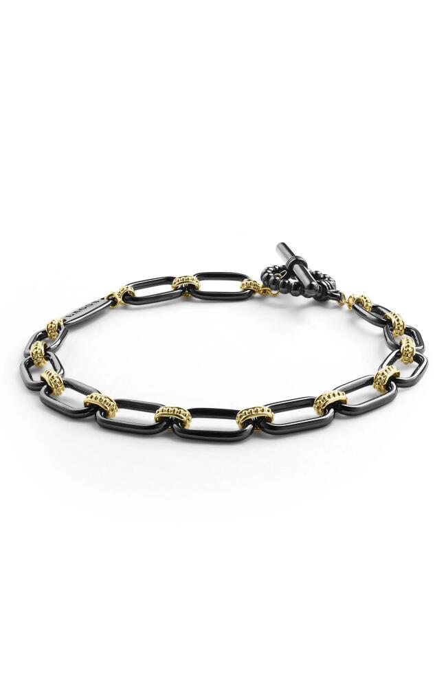 LAGOS Signature Caviar Ceramic Link Bracelet in Black/Gold Cover