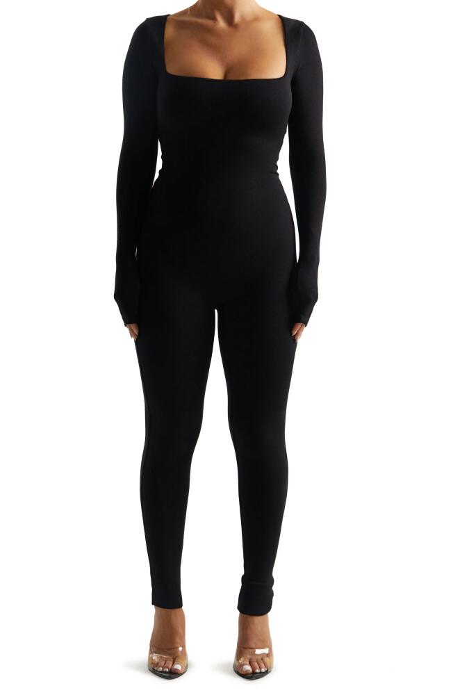 Naked Wardrobe Square Neck Long Sleeve Jumpsuit in Black Cover