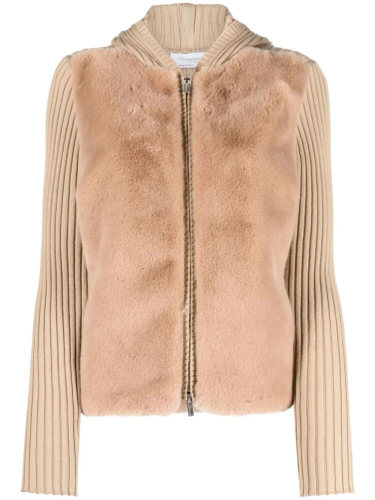 Blumarine zip-up ribbed wool cardigan - Brown Cover