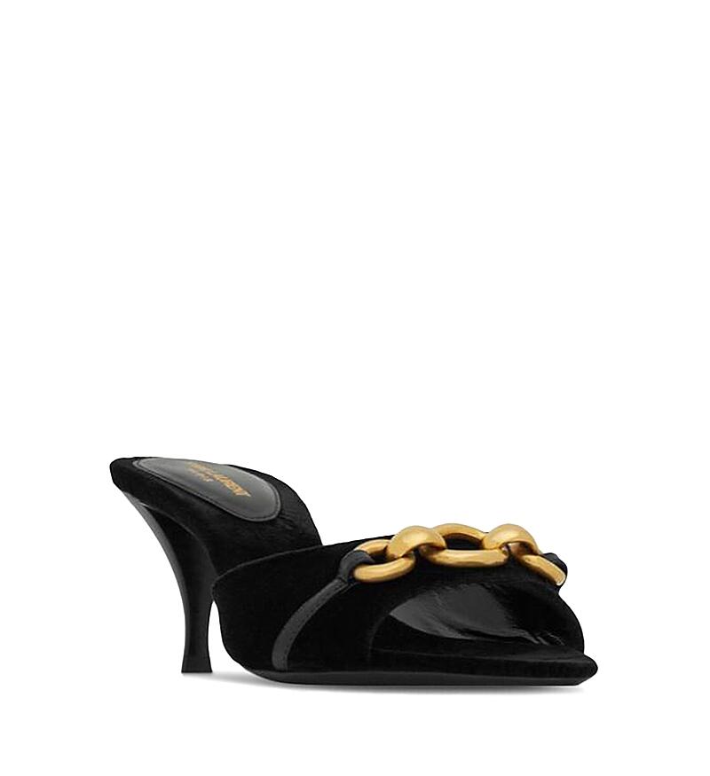 Saint Laurent Le Maillon Mule Sandals in Cassandre-Embossed Velvet Cover