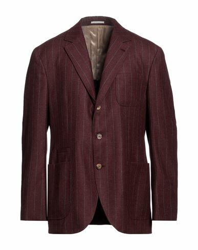 Brunello Cucinelli Man Blazer Brick red Wool, Mohair wool, Cashmere Cover