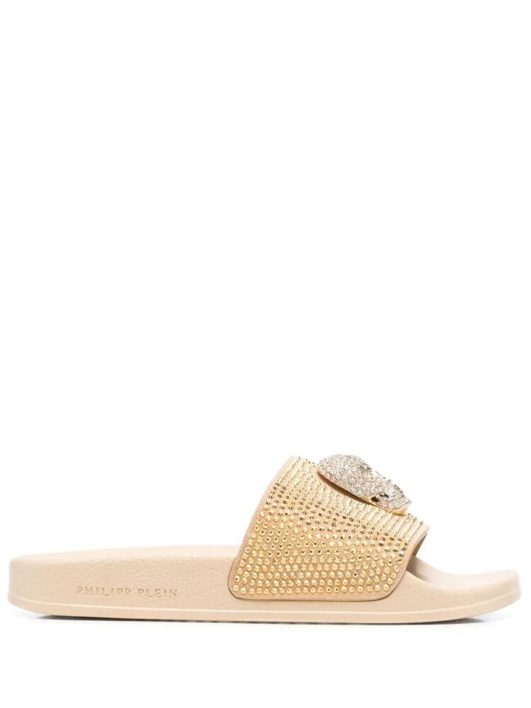 Philipp Plein Skull strass pool slides - Neutrals Cover