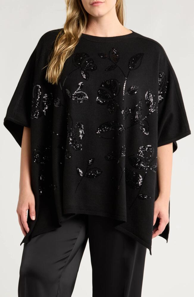 Anne Klein Floral Sequin Poncho in Anne Black Cover