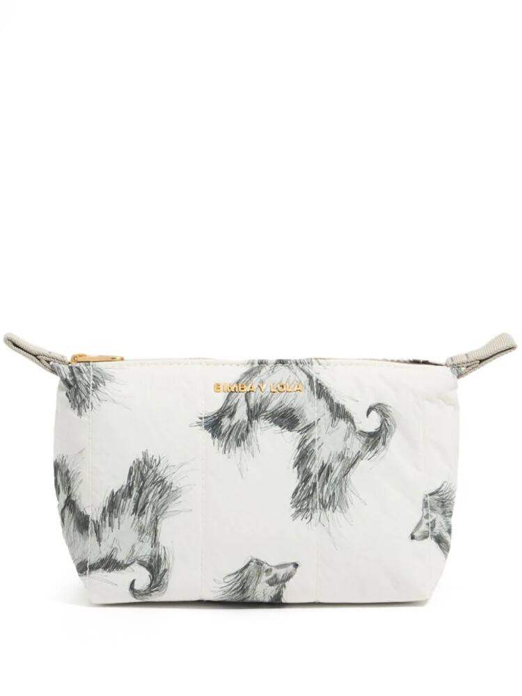 Bimba y Lola small Greyhound-print makeup bag - White Cover