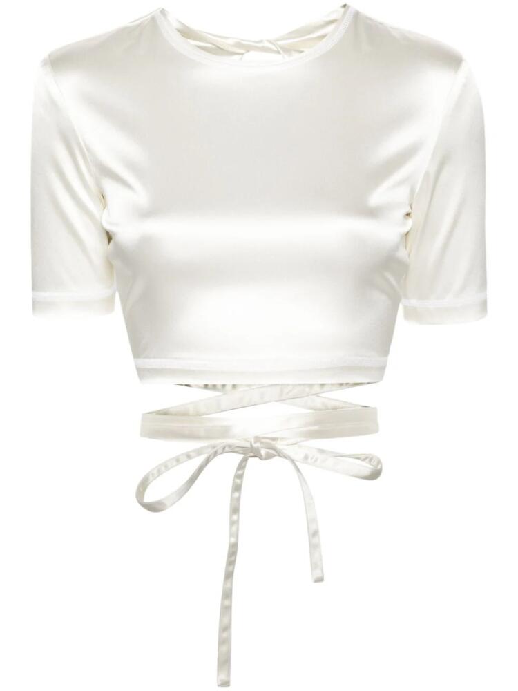 Patou open-back satin T-shirt - White Cover