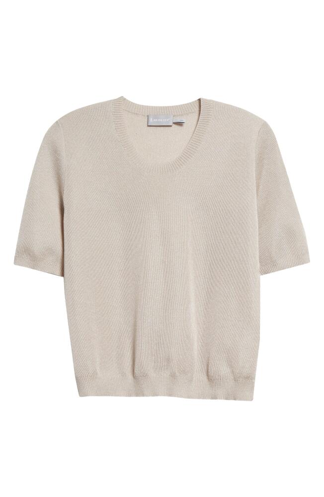 Moncler Short Sleeve Crewneck Sweater in Metallic Pale Pink Cover