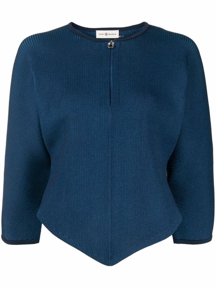 Tory Burch zip-front short-sleeved cardigan - Blue Cover