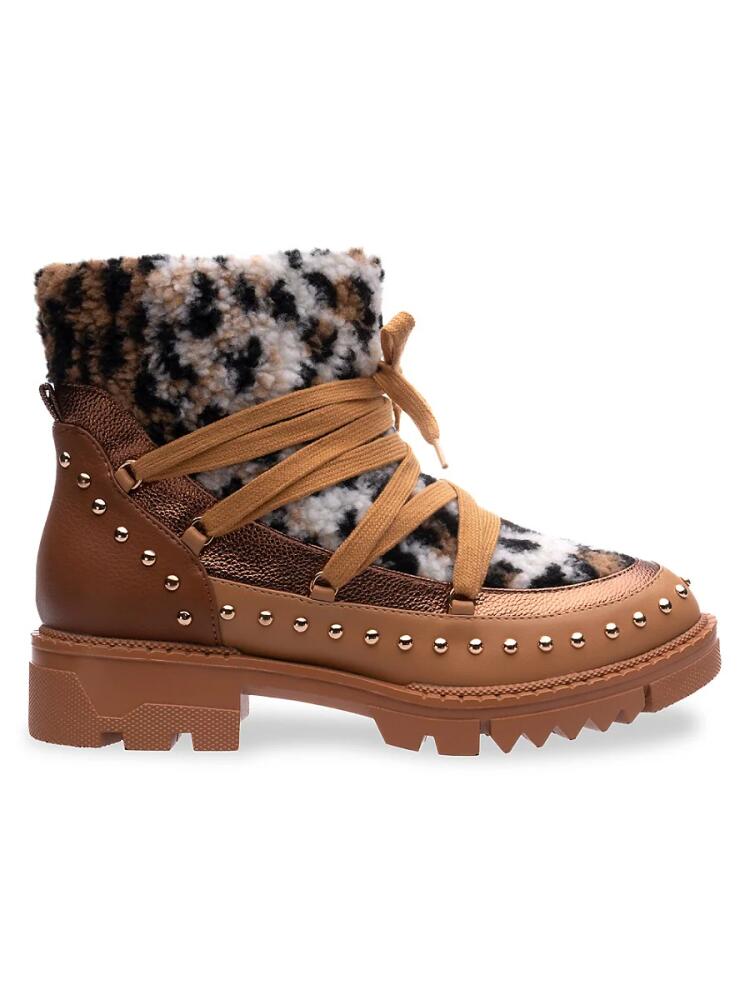 Lady Couture Women's Snowball Studded Faux Shearling Boots - Leopard Cover