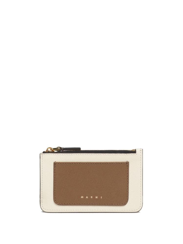 Marni logo-print leather card holder - Neutrals Cover