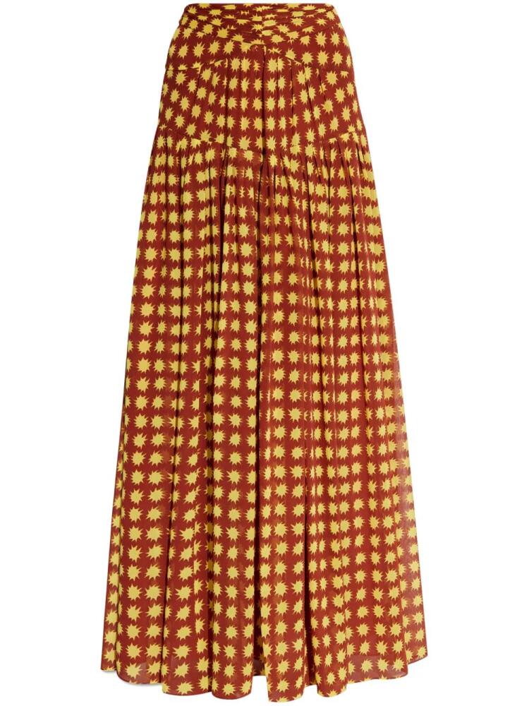 DVF Diane von Furstenberg graphic-print maxi skirt - Brown Cover