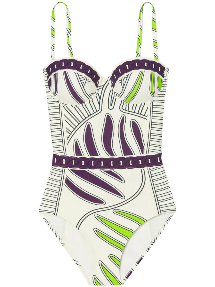 Tory Burch printed underwire-cup one-piece - White Cover