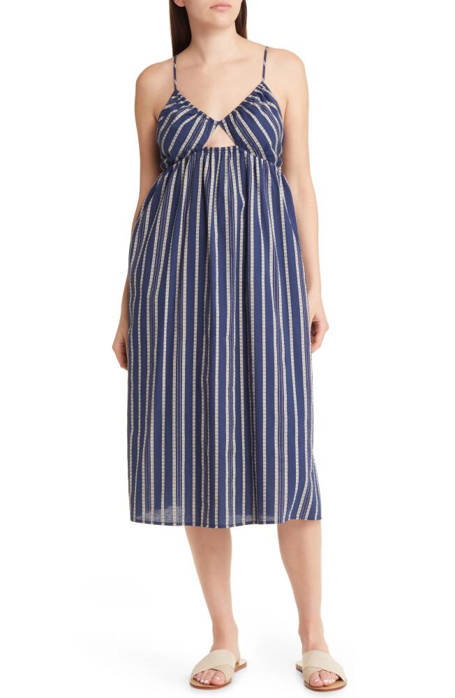 Treasure & Bond V-Neck Cutout Stripe Cotton Sundress in Blue Artisan Stripe Cover