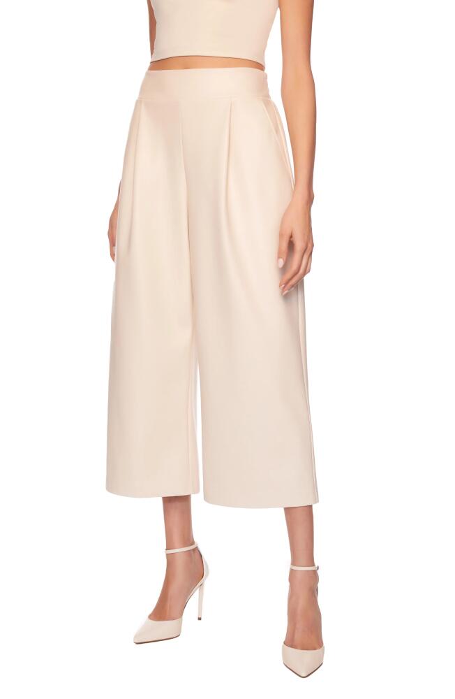 Susana Monaco Faux Leather Crop Wide Leg Pants in Blanched Almond Cover