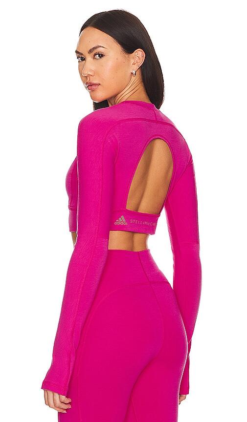 adidas by Stella McCartney True Strength Yoga Crop Top in Fuchsia Cover