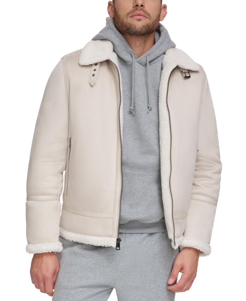 Calvin Klein Men's Classic Faux Shearling B-3 Bomber Jacket - Light Grey Cover