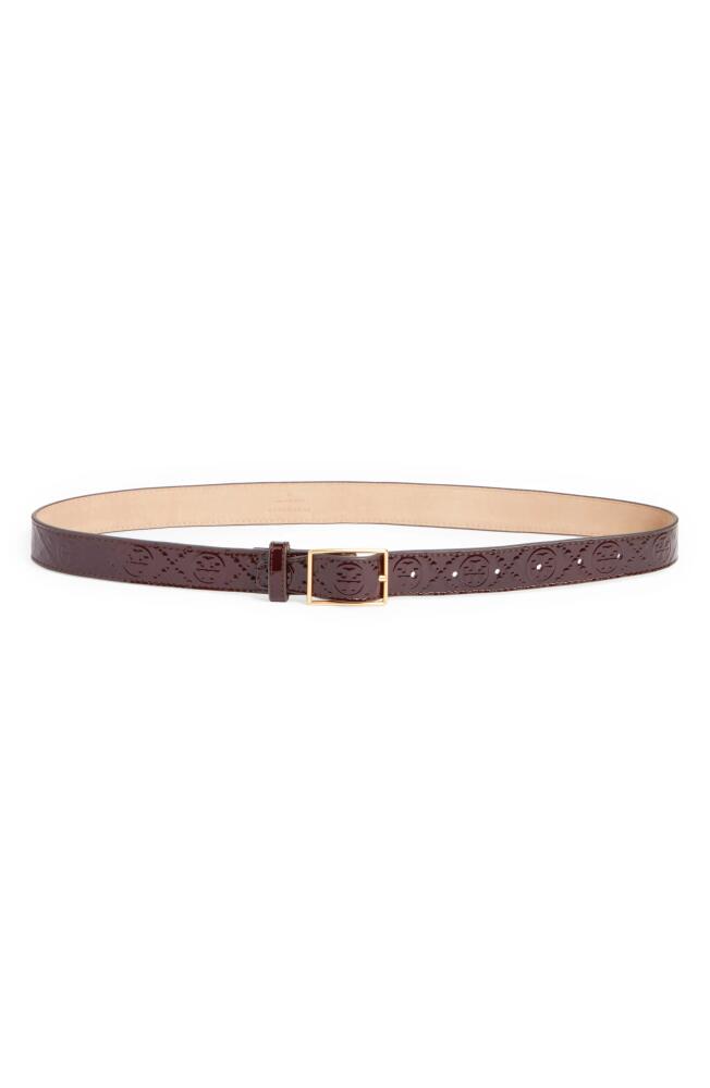 Tory Burch T Monogram Leather Belt in Albarossa Cover