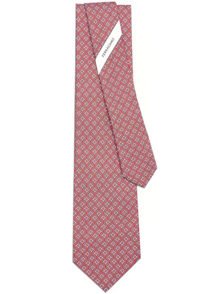 Ferragamo tetris-print silk tie - Red Cover