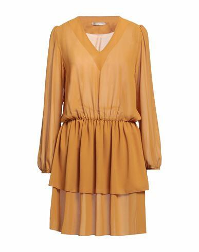 Biancoghiaccio Woman Mini dress Ocher Polyester Cover