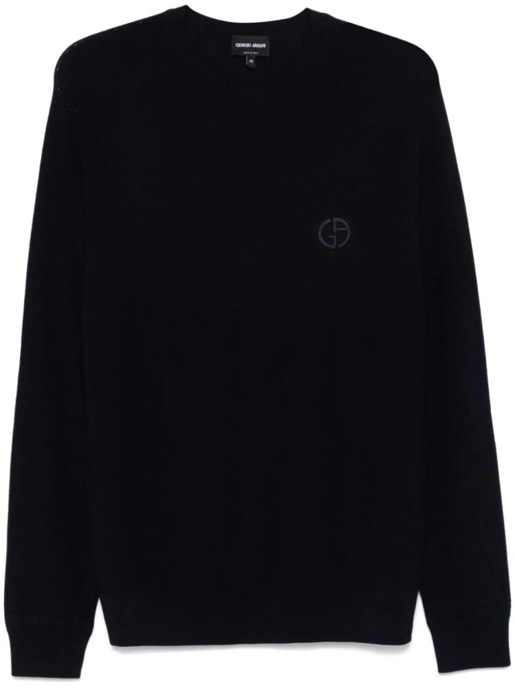 Giorgio Armani logo-embroidered sweater - Blue Cover