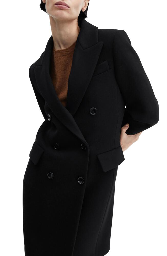 MANGO Double Breasted Coat in Black Cover