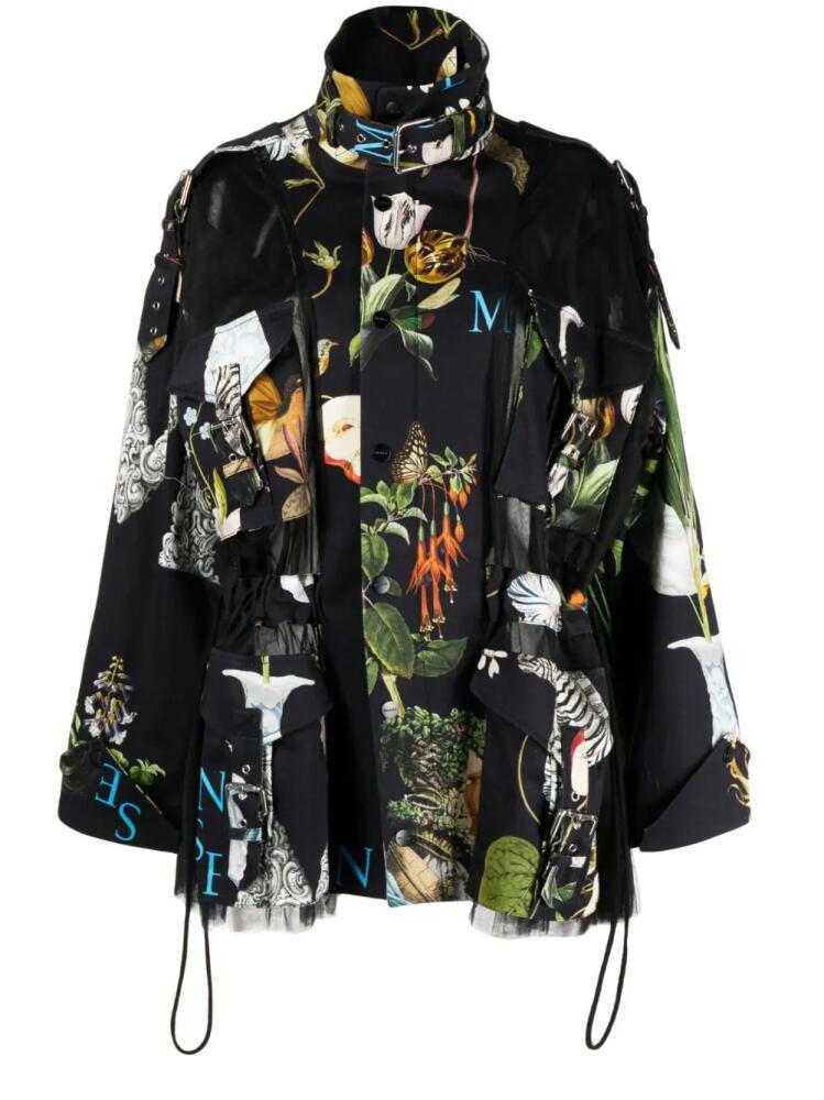 Monse graphic-print tulle panel jacket - Black Cover