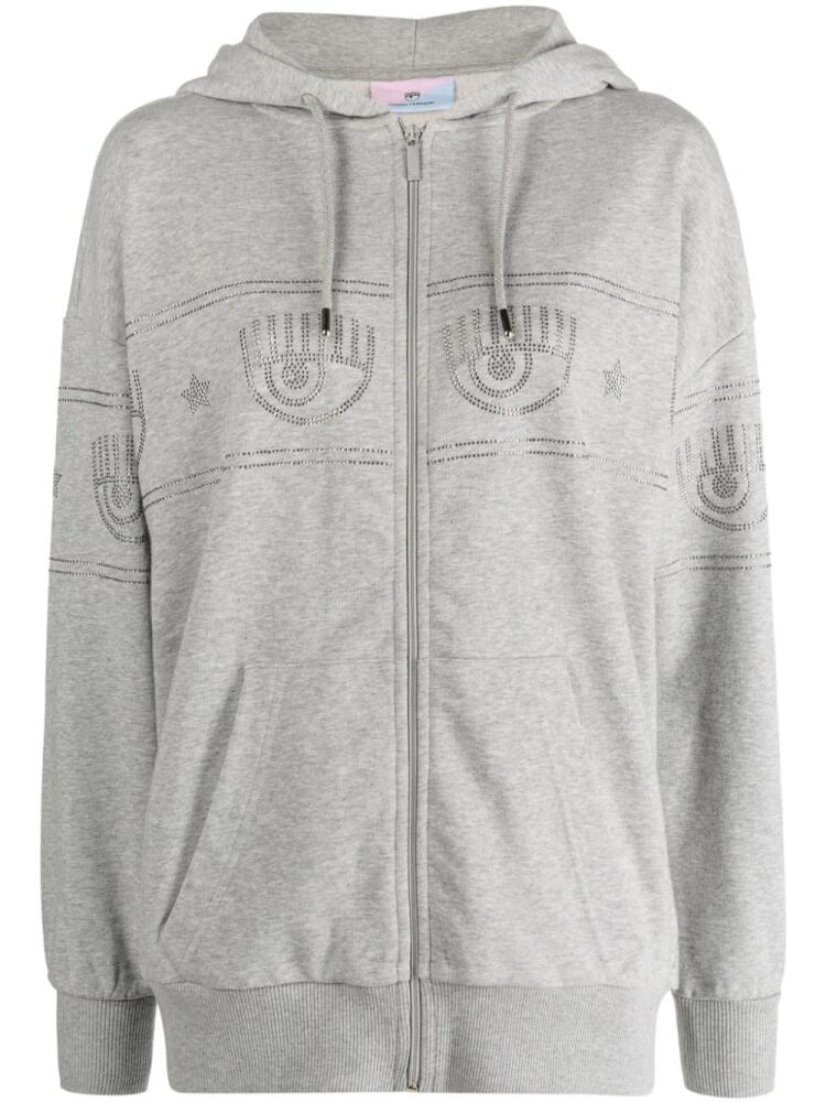 Chiara Ferragni Eyelike-motif hooded jacket - Grey Cover