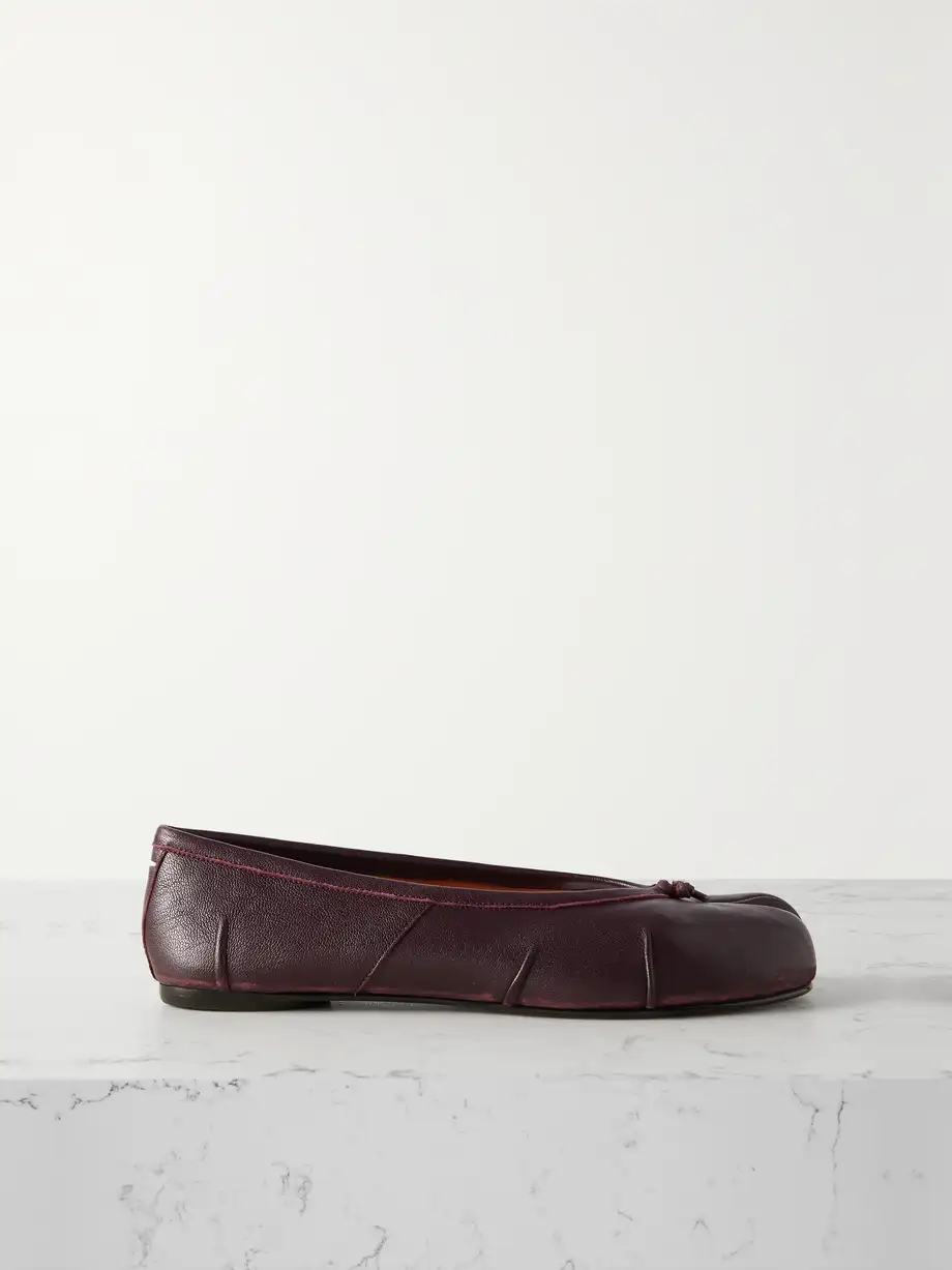 Maison Margiela - Tabi Split-toe Leather Ballet Flats - Burgundy Cover