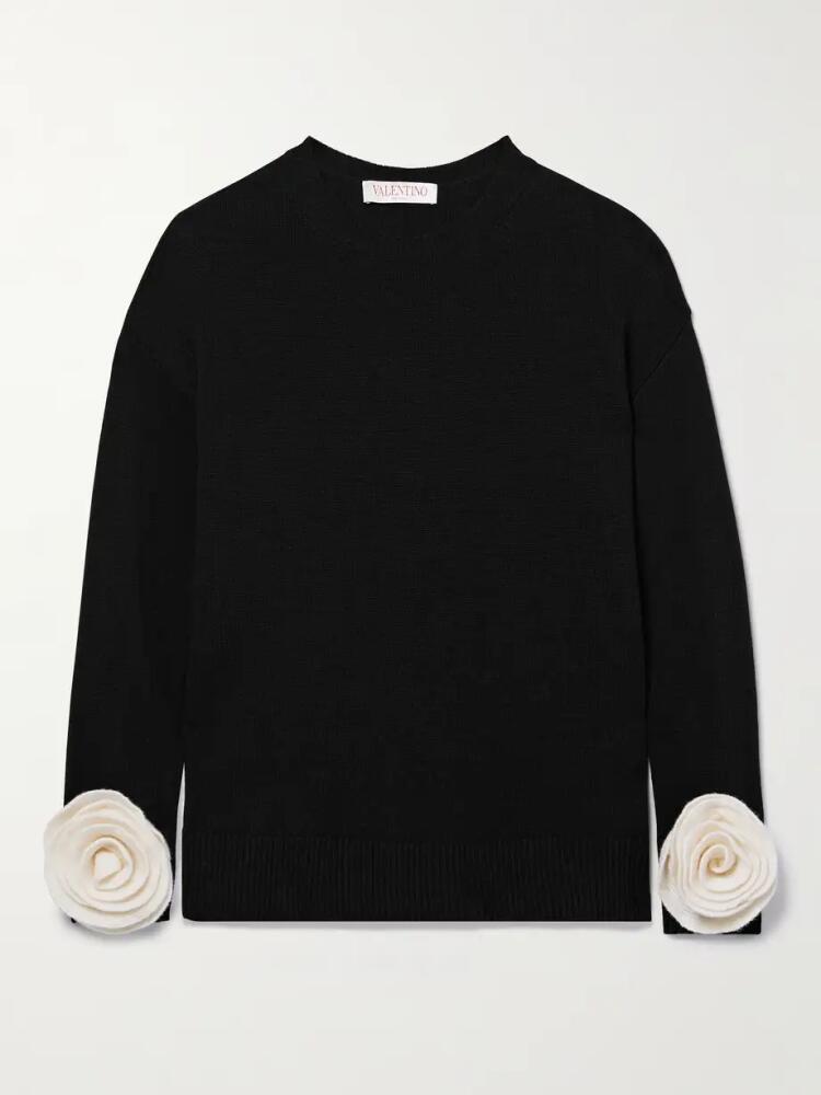 Valentino Garavani - Appliquéd Wool Sweater - Black Cover