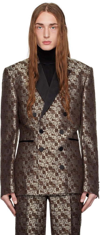 Dries Van Noten Brown Double-Breasted Blazer Cover