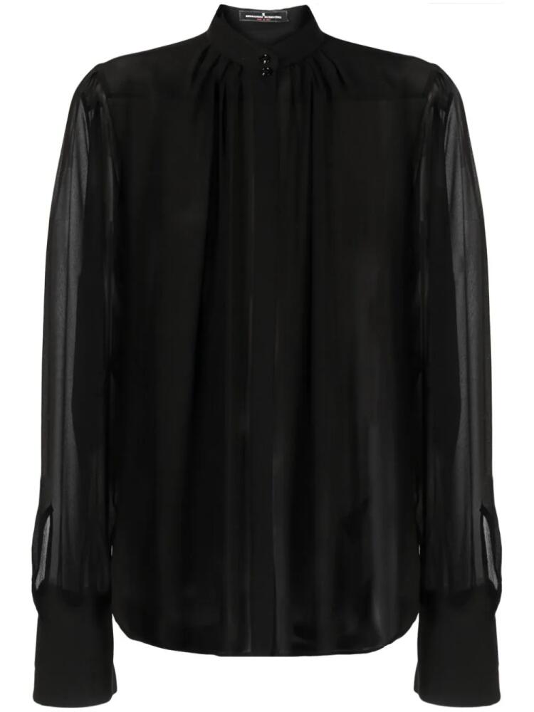 Ermanno Scervino detachable floral appliquée sheer silk blouse - Black Cover