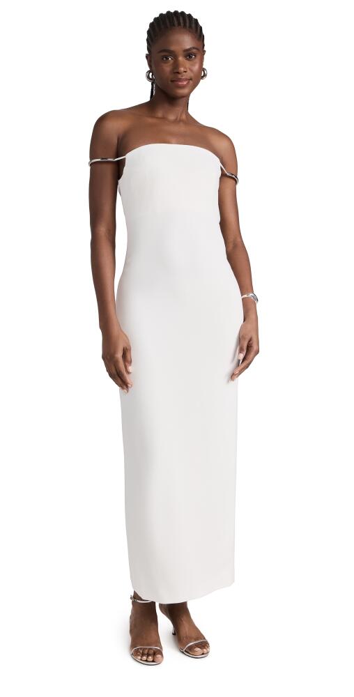 Brandon Maxwell Off The Shoulder Slip Dress with Silver Hardware White Cover