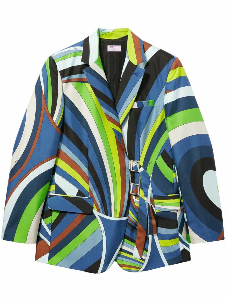 PUCCI Iride-print silk wrap blazer - Blue Cover