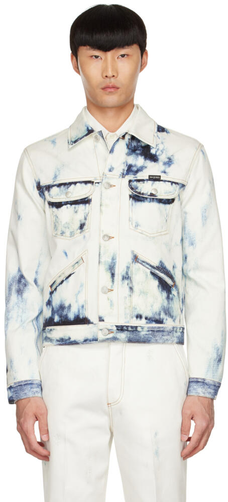 Alexander McQueen White Blue Sky Denim Jacket Cover