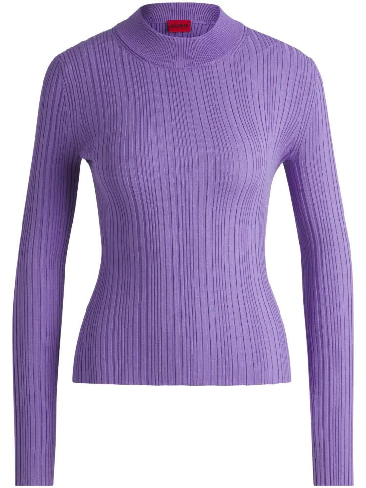 HUGO ribbed-knit jumper - Purple Cover