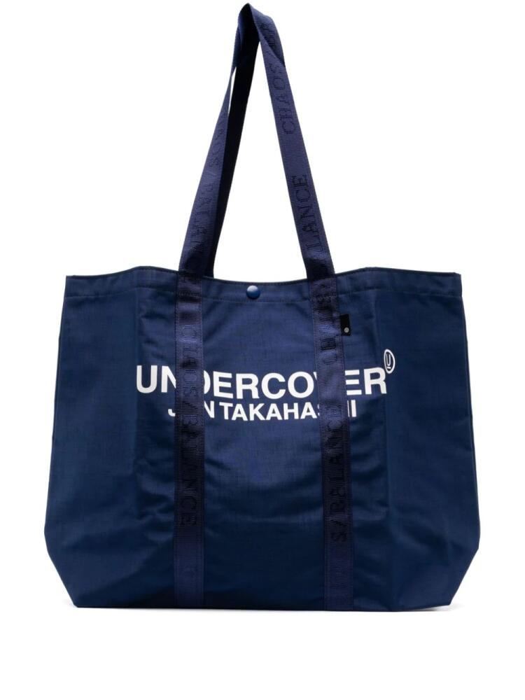 Undercover logo-printed tote bag - Blue Cover