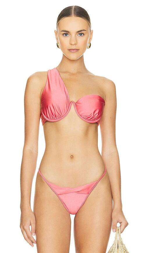 Riot Swim Underwire Twisted Strap Bikini Top in Pink Cover