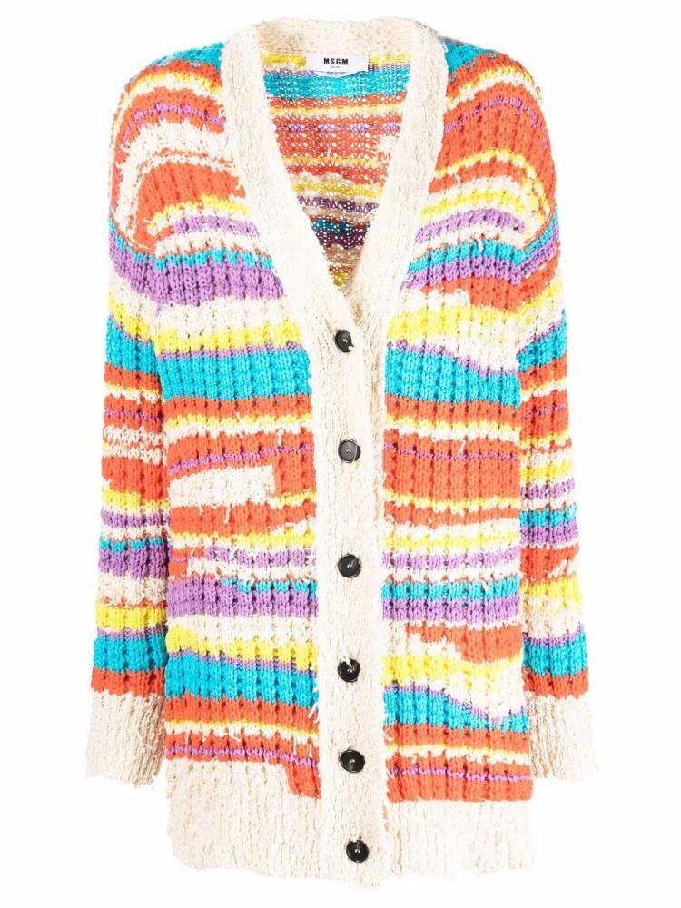 MSGM striped chunky knit cardigan - Neutrals Cover