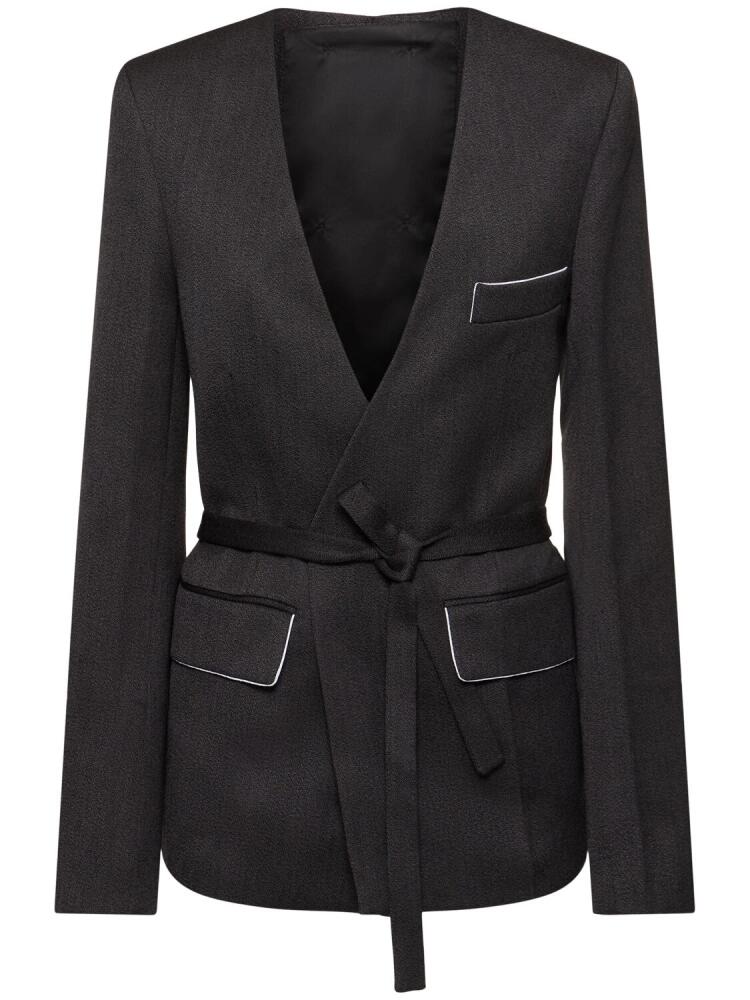 VICTORIA BECKHAM Collarless Shrunken Wool Blazer Cover