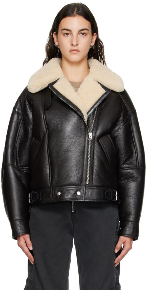 Acne Studios Brown Zip Shearling Jacket Cover