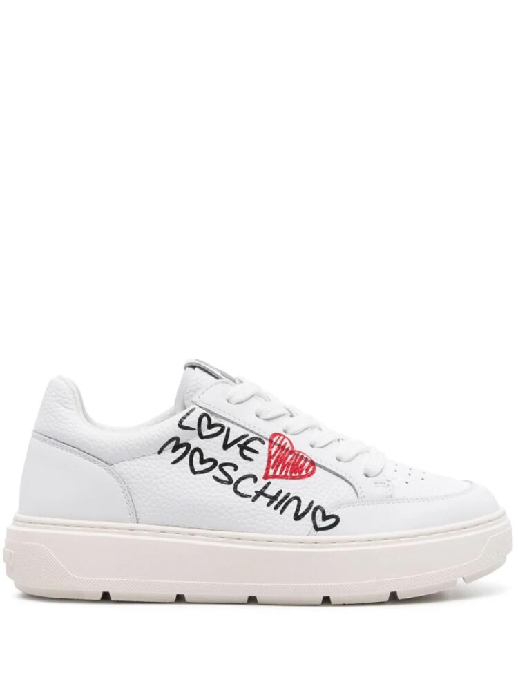 Love Moschino logo-print leather sneakers - White Cover