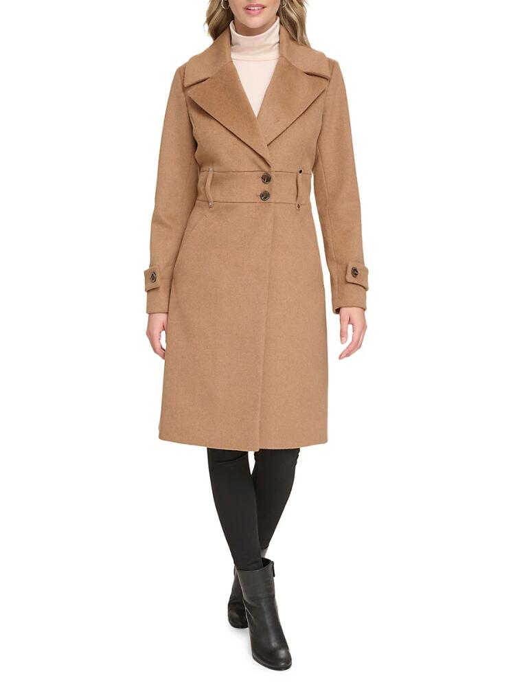 Kenneth Cole Women's Solid Wool Blend Trench Coat - Camel Cover