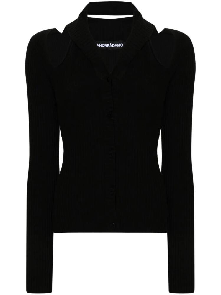 ANDREĀDAMO shawl-collar ribbed cardigan - Black Cover