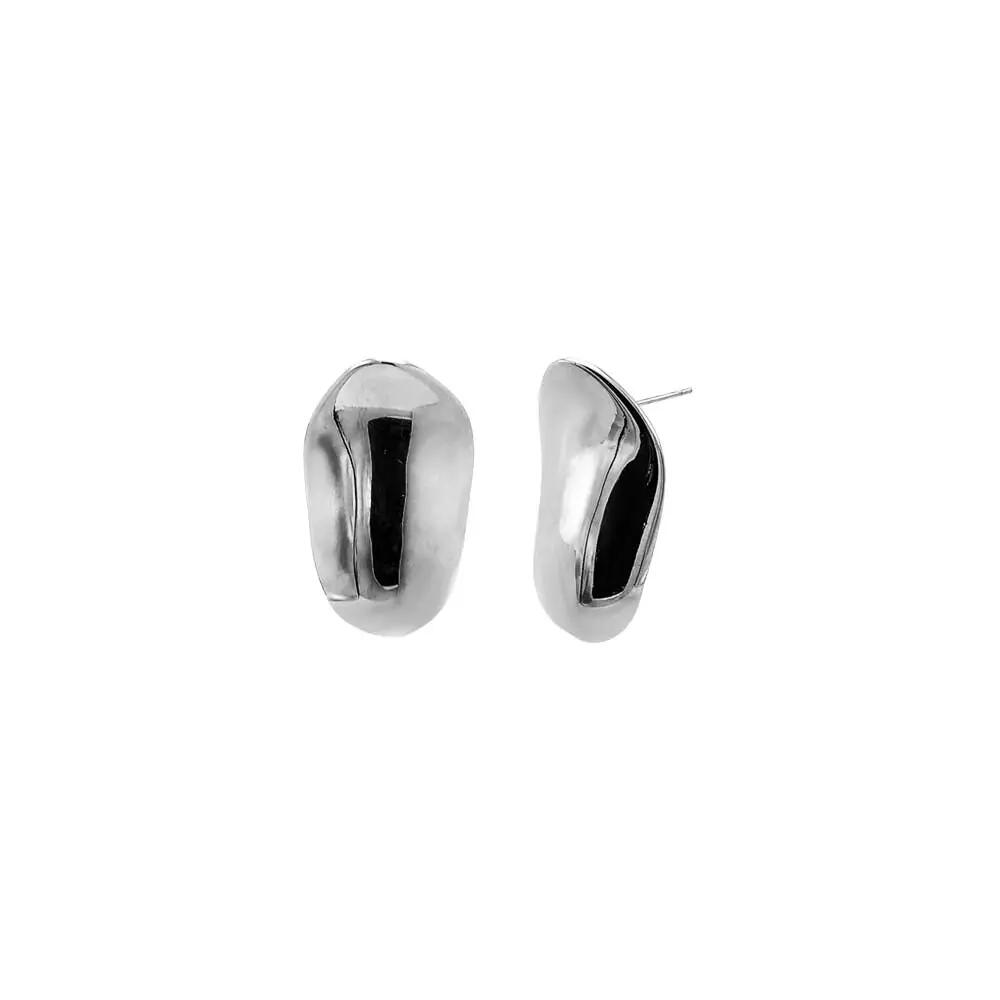 BY ADINA EDEN Solid Pebble Stud Earring in Silver Cover