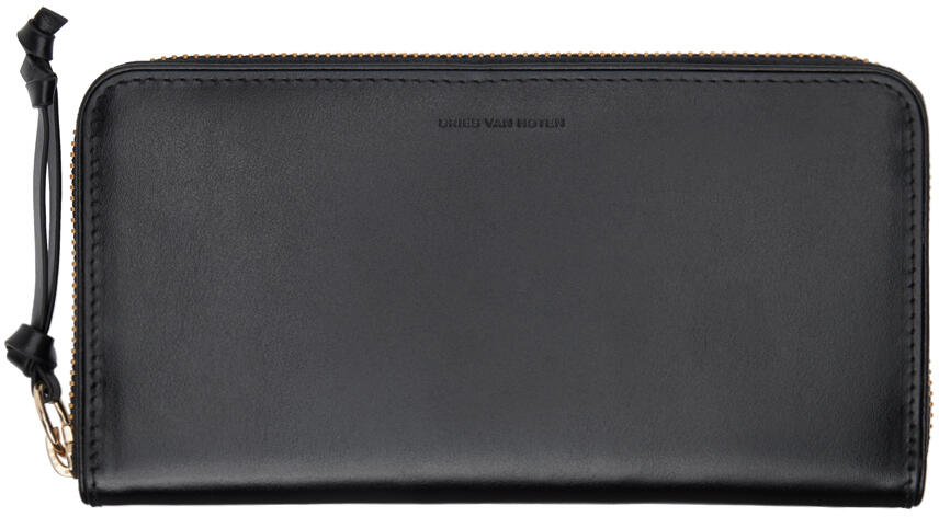 Dries Van Noten Black Rectangular Leather Wallet Cover