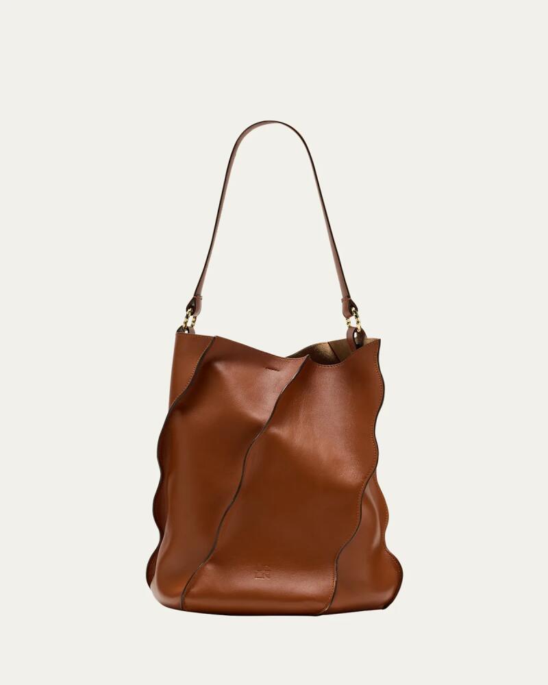 Ulla Johnson Adria Wave Pleated Leather Bucket Bag Cover