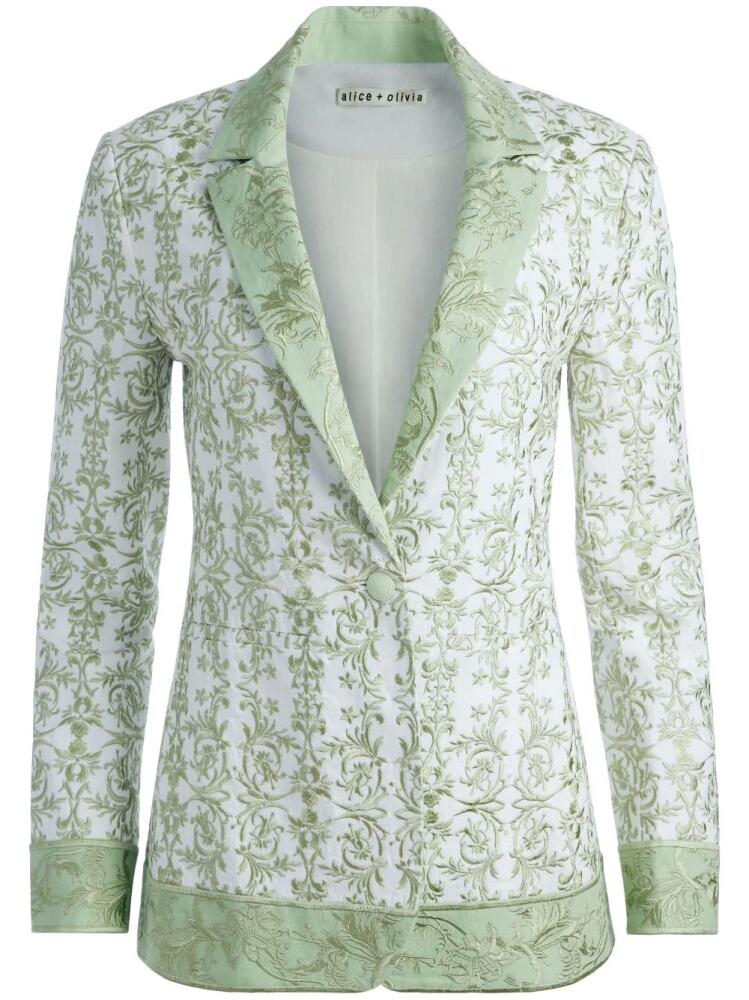 alice + olivia Macey floral-embroidered blazer - Green Cover