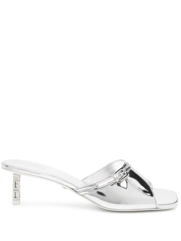 GCDS 60mm mirrored leather mules - Silver Cover