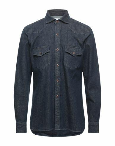 Bagutta Man Denim shirt Blue Cotton, Elastane Cover